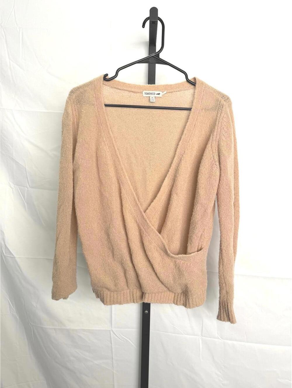 Toad & Co Women's Beige Wrap Sweater XS Wool Blend
